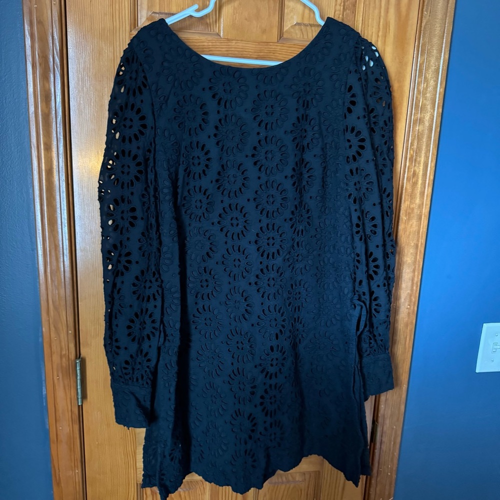 LILLY PULITZER Aisha Onyx Cotton Pinwheel Eyelet Mini Dress Romper 16